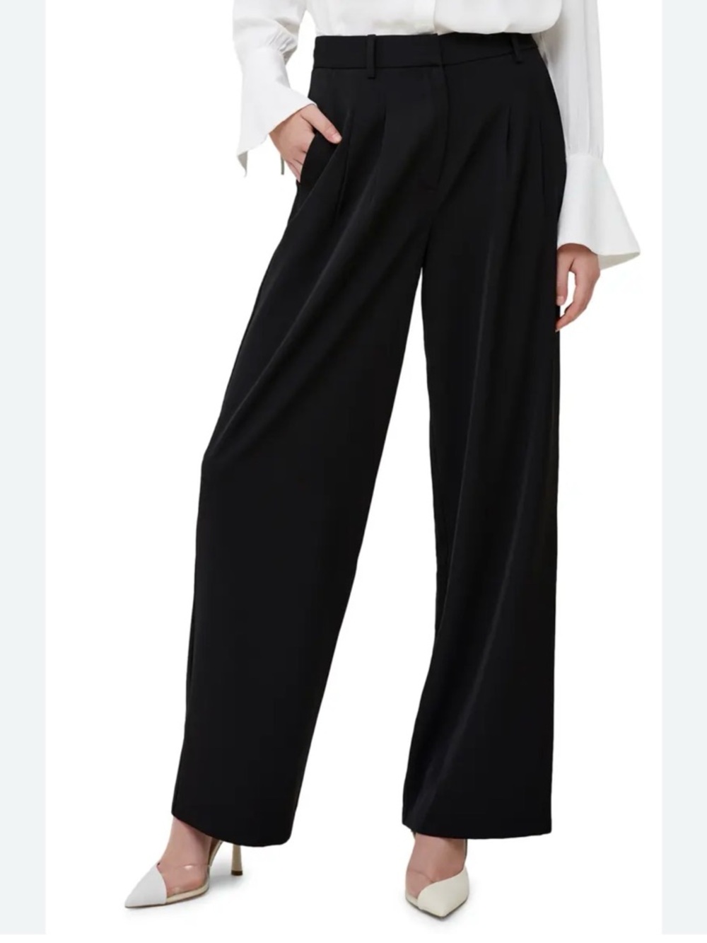 French Connection Harrie Women's Wide Leg Trouser Black Sz Medium NWT